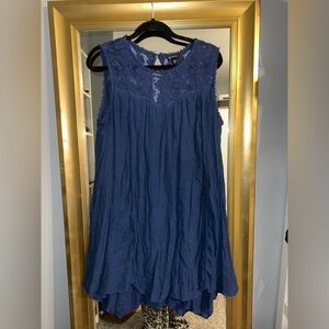 New Directions Navy Lace Top